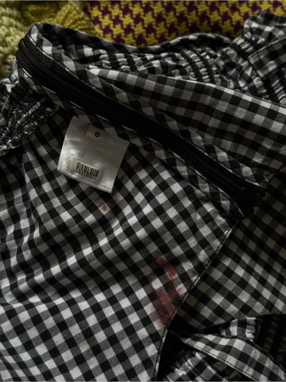 Sandy Liang Seal Top Gingham Garter Ruched Tie Tank Coquette Cottagecore Size 6 - Picture 15 of 15